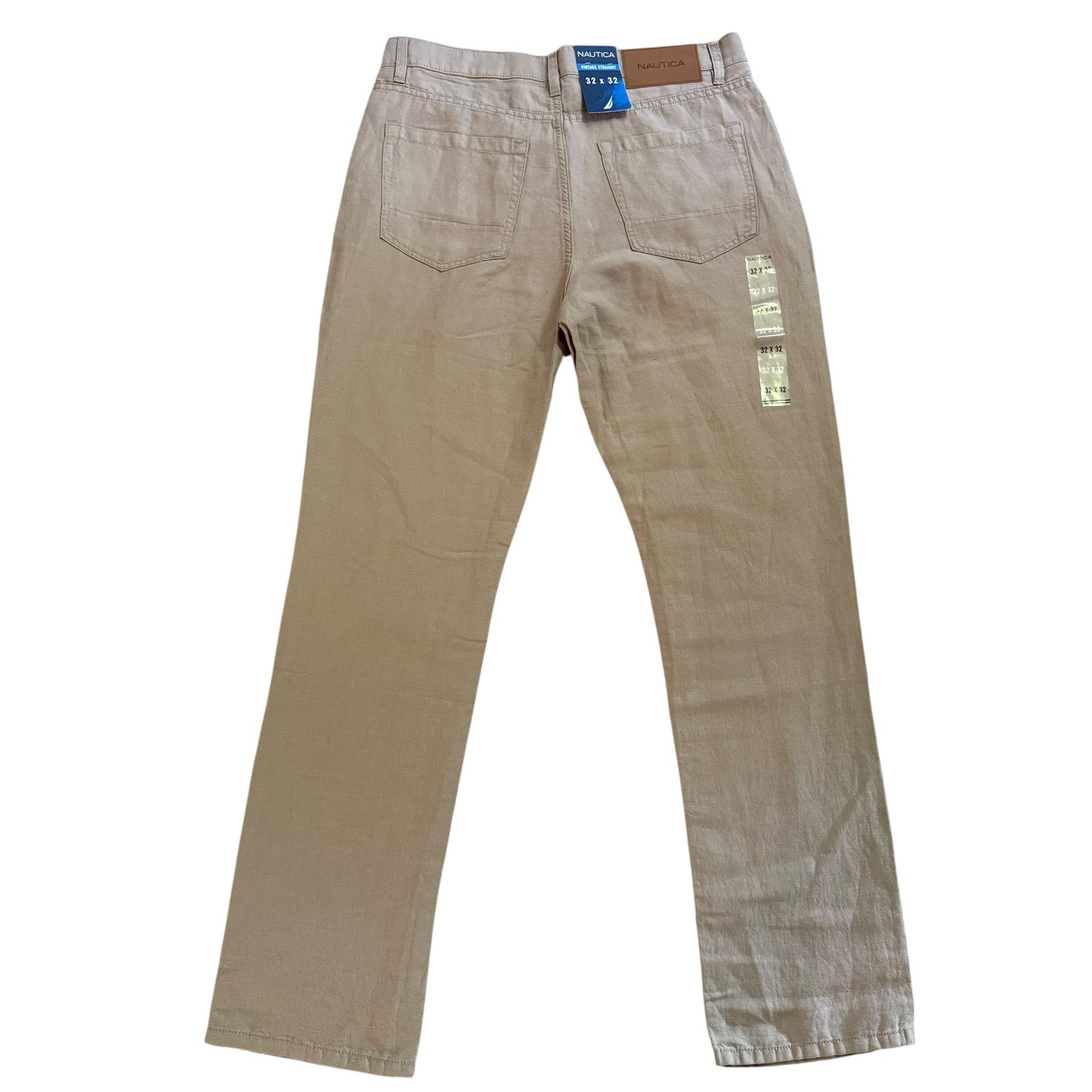 Nautica Mens Straight Fit Lightweight Soft Linen Blend 5 Pocket Flat Front Pants