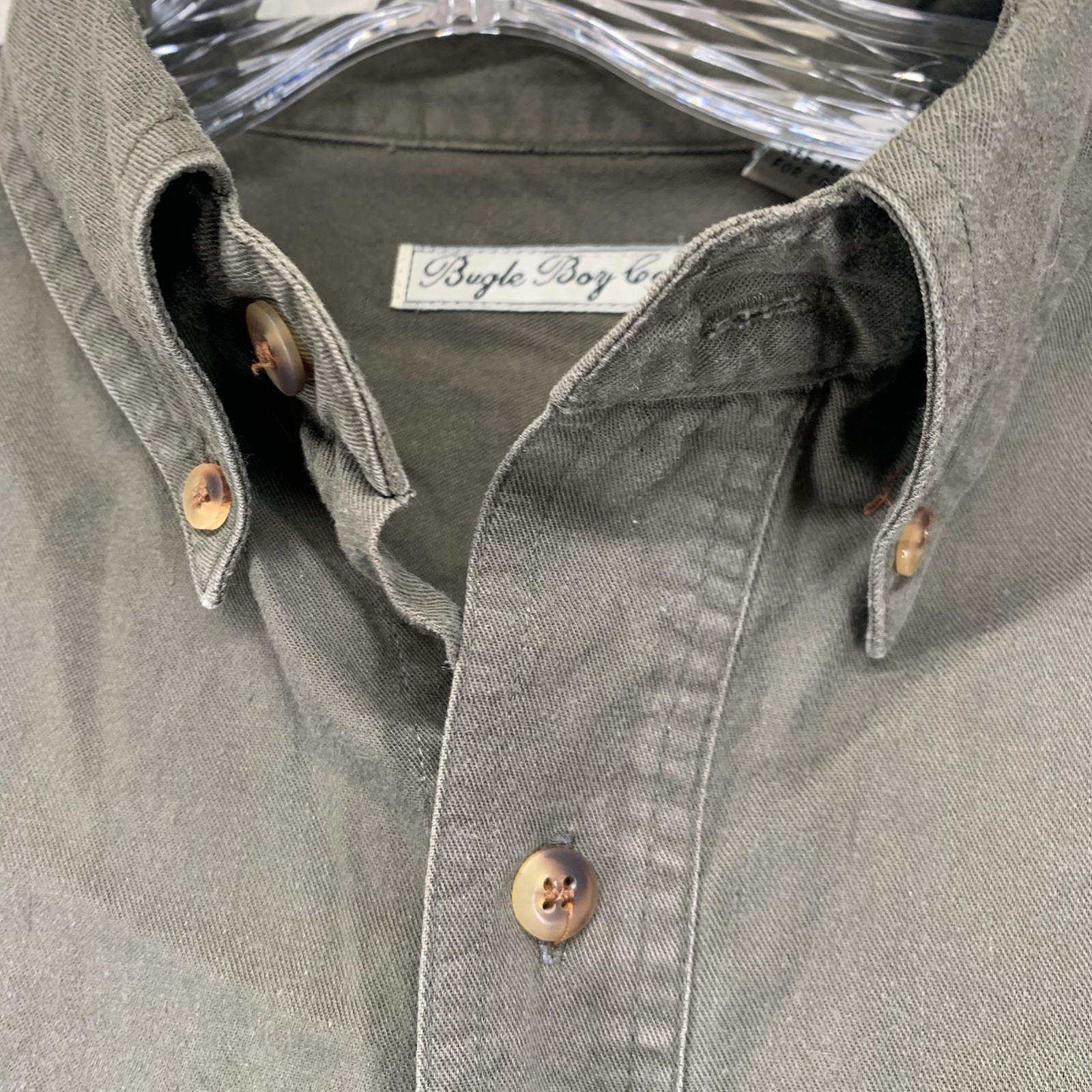 Vtg Y2K Bugle Boy Long Sleeve Shirt Mens M Solid Earth Tone Olive Green 90s