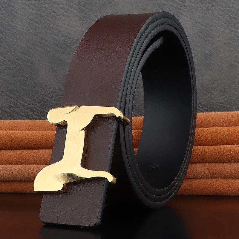 Grade Stainless steel horse 3.8cm wide slide buckle men belts High genuine.