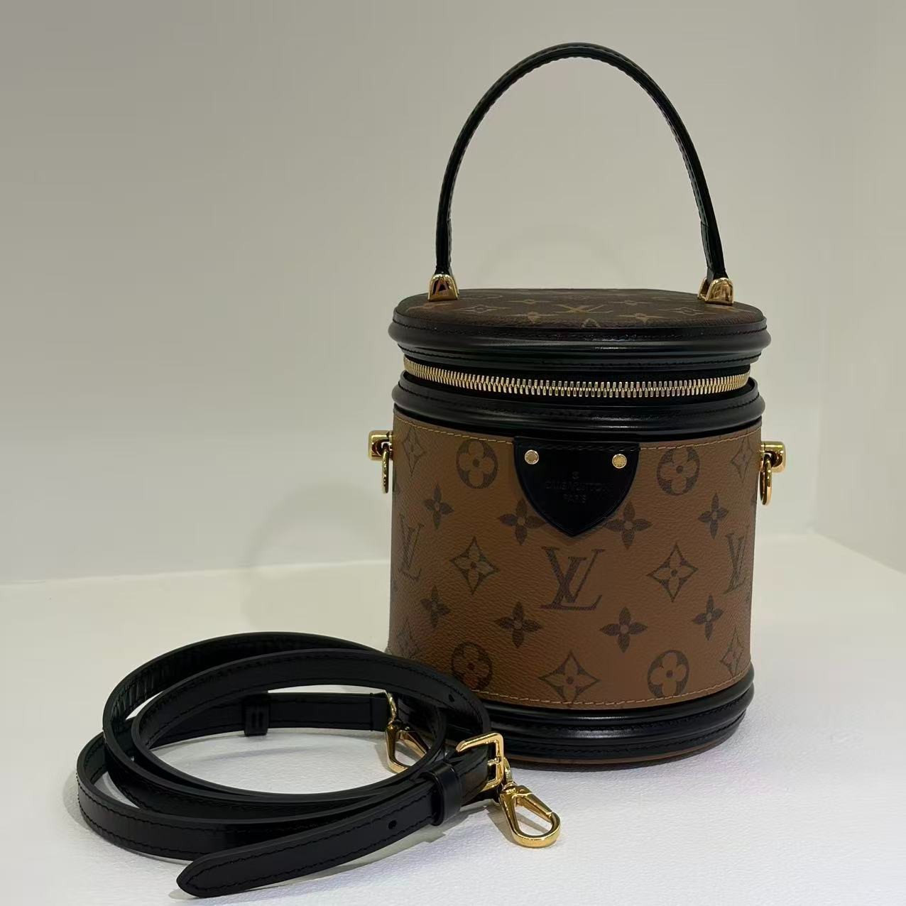 Louis Vuitton Cannes Monogram Reverse Canvas Handbag Bucket Bag Brown