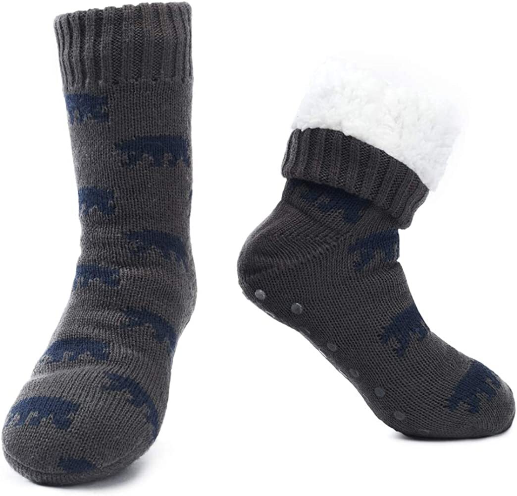 Mens Winter Sherpa Fleece-lined Cozy Fuzzy Thermal Slipper Socks Size 7-13 Lot