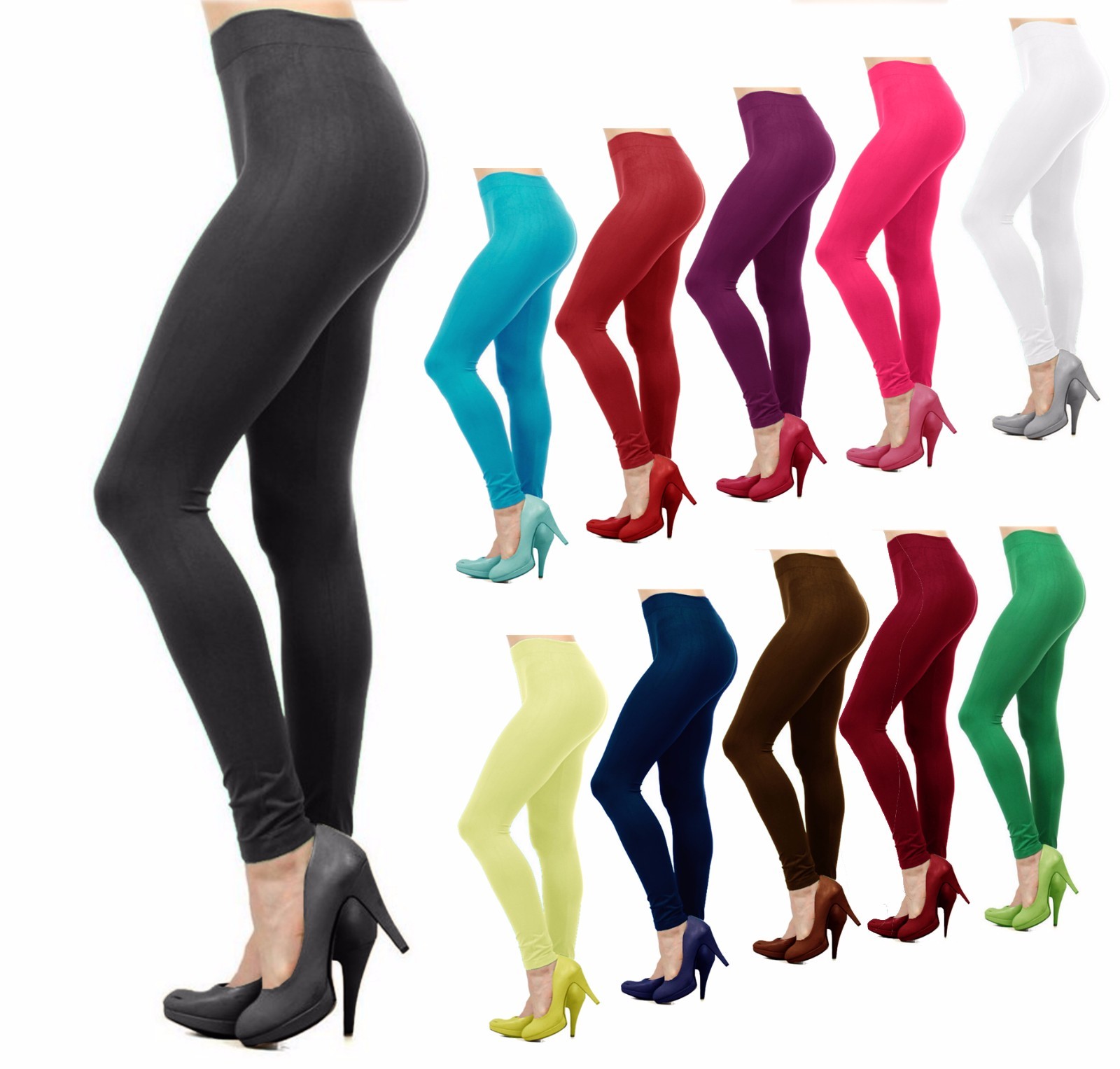 Women Basic Seamless Solid Stretch Ankle Length Leggings
