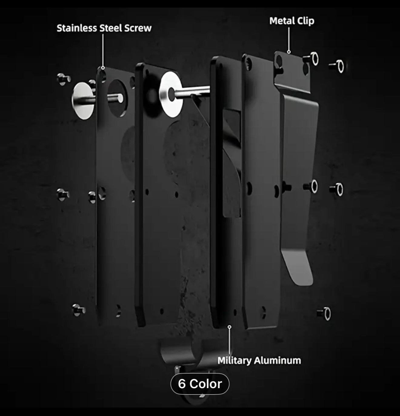 MENS SLIM METAL CARD HOLDER CASH STRAP MINIMALIST PULL TAB WALLET+BLK KEYCASE