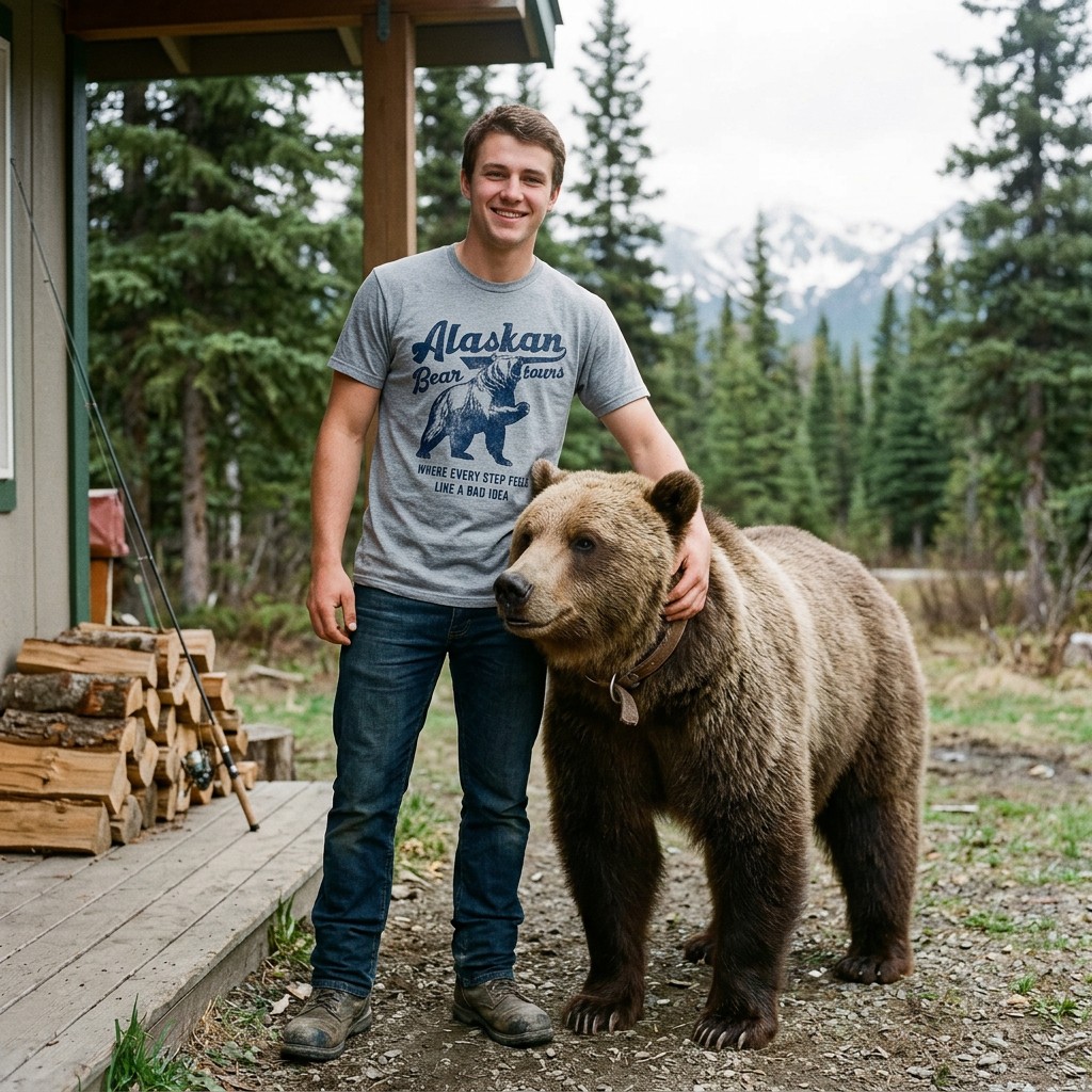 Mens Funny T Shirts Alaskan Bear Tours Sarcastic Graphic Novelty Tee For Men
