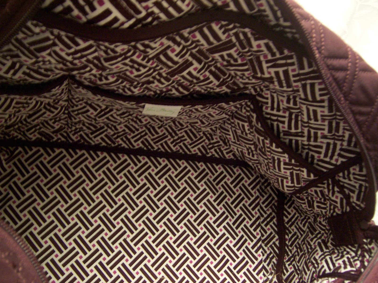 Vera Bradley Duffel/Weekender – burgundy quilted cotton with crossbody strap