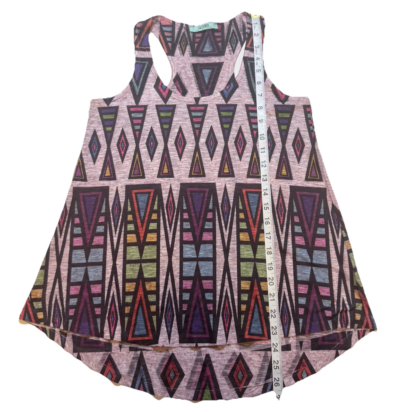 Sleeveless Racerback Tank Top Multi-Colored Geometric Abstract Fairycore Boho