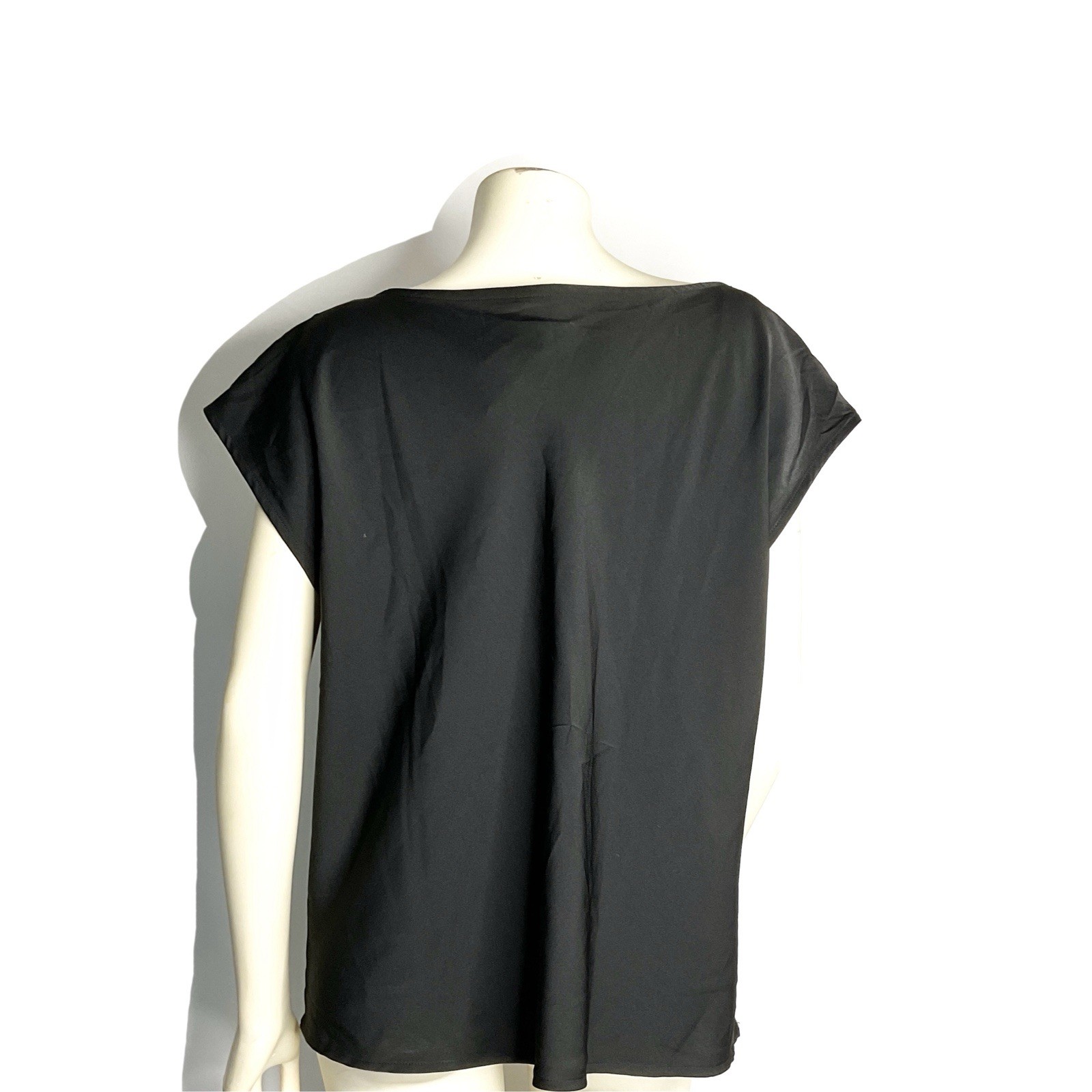 Banana Republic Women’s Black Solid Cowl Neck Cap Sleeve Pullover Blouse XL