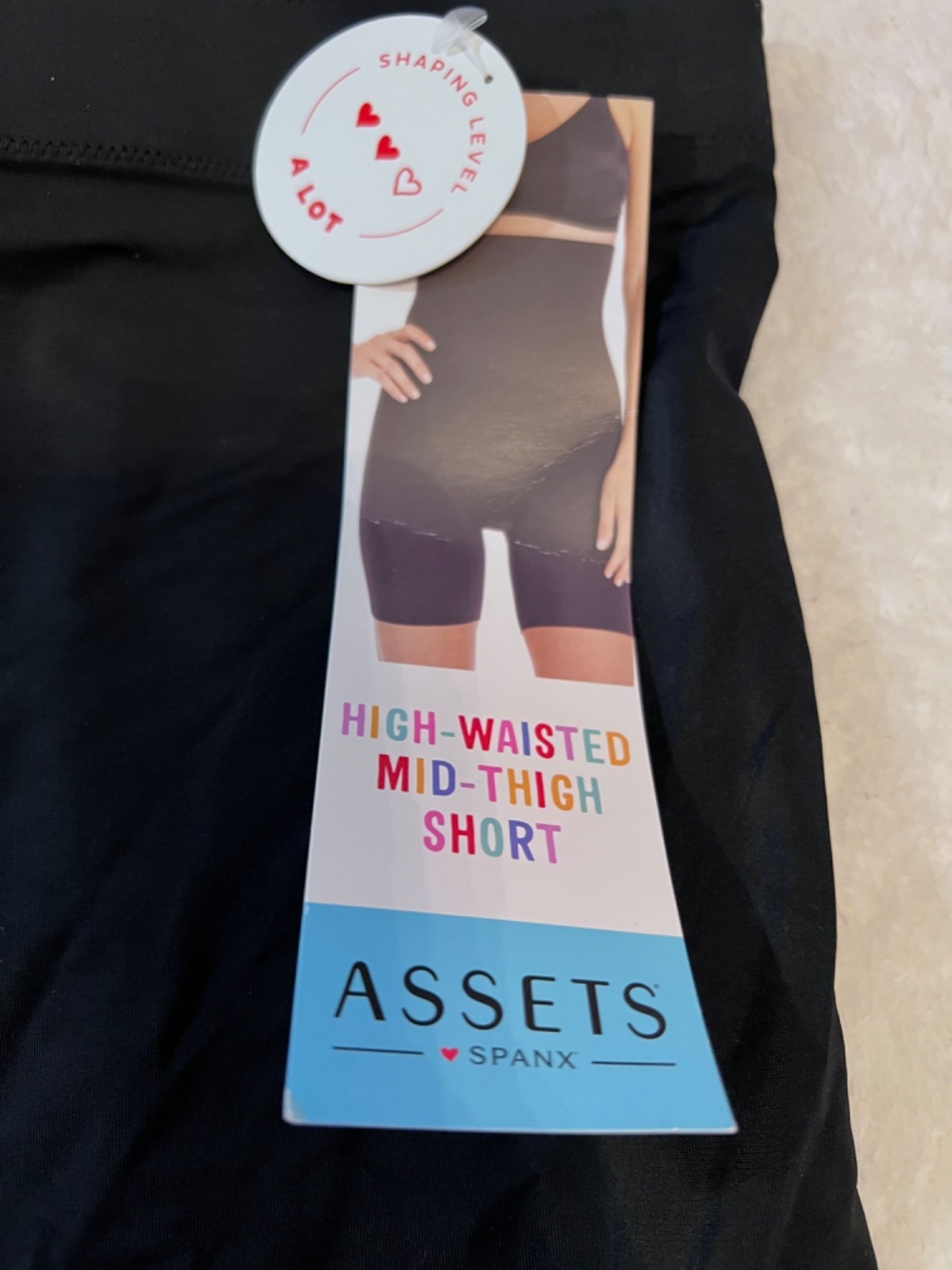 Assets By Spanx High-Waisted Mid-Thigh Shaping Shorts Black Size M