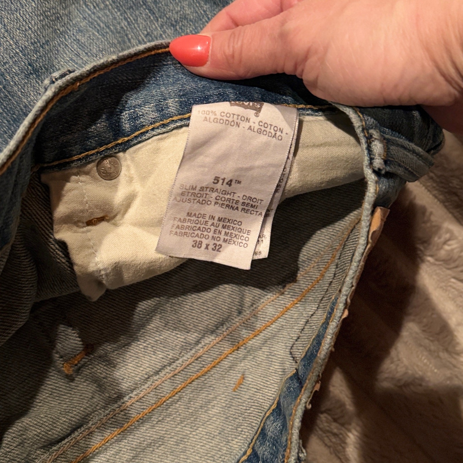 Levi’s 514 Slim Straight Jeans Mens 38×32 Medium Wash 100% Cotton Denim