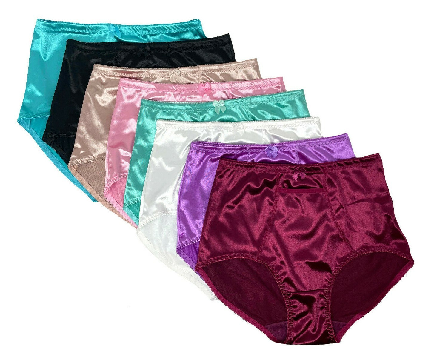 2-6 Lingerie Satin Panties S to Plus Size Womens Underwear Full Coverage Brief