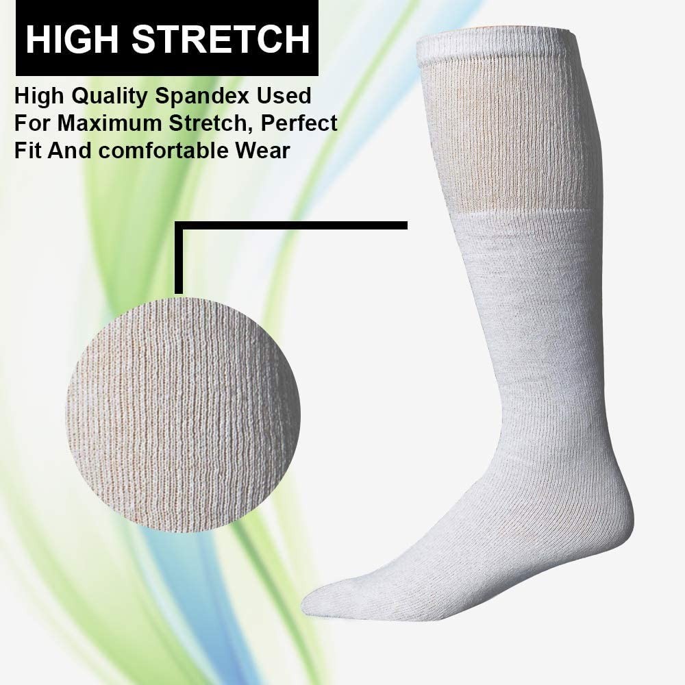 60PK 30 Inch Wholesale Men’s Long Tube SocksSport Socks 10-13 (White)