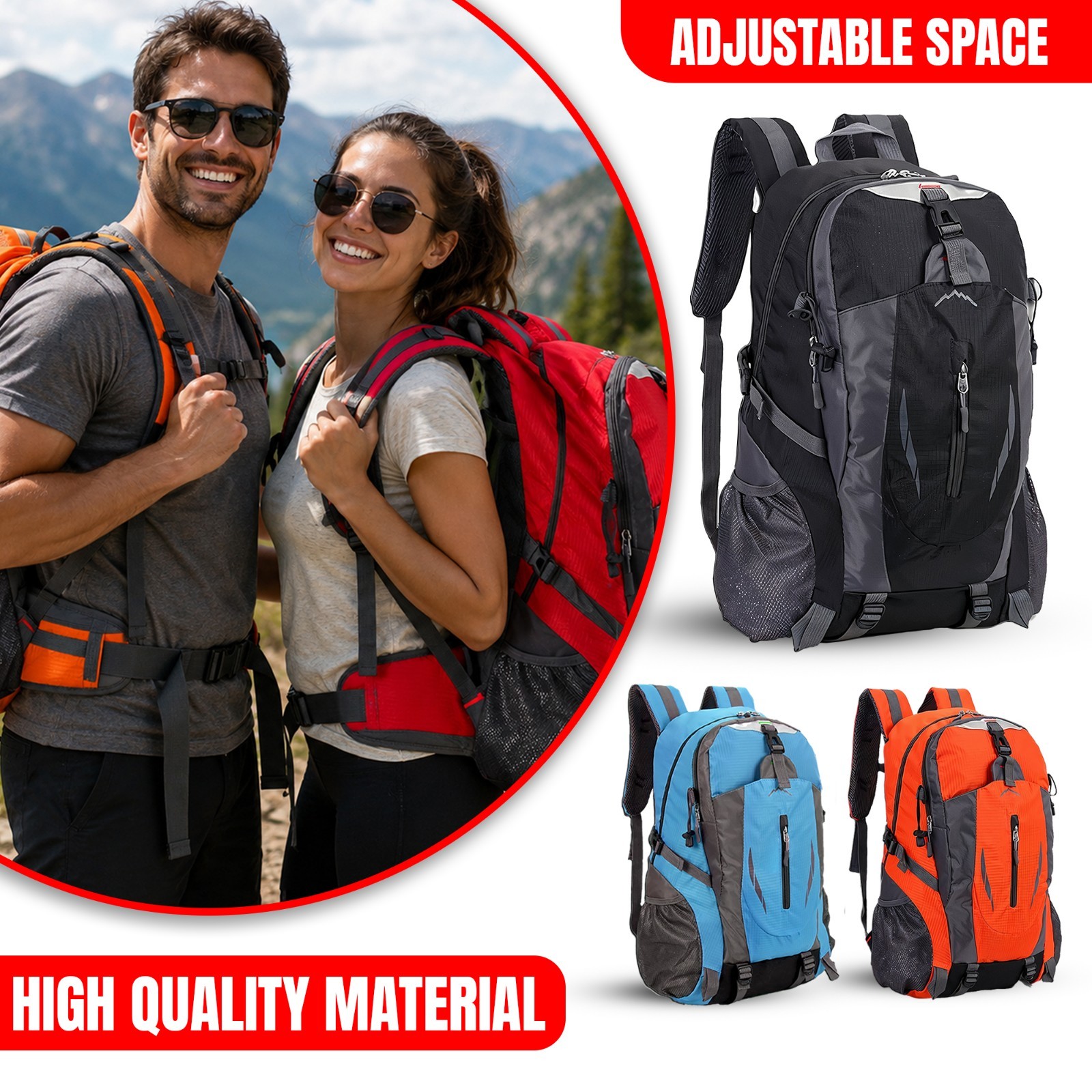 Men Women School Book Bag Rucsack Camping Hiking Backpack 40L Large Bag USA