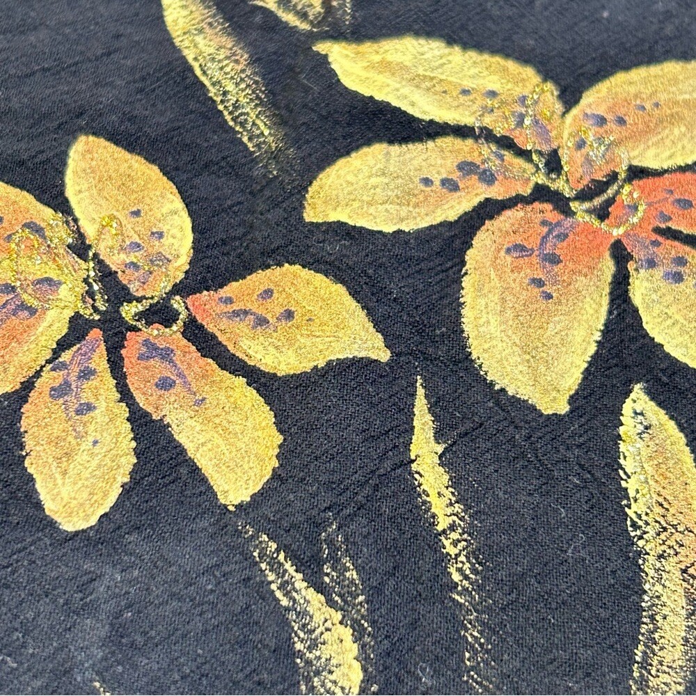Vintage Celine Hand Painted Maui Tunic Cap Sleeve Top Size Black Size XL