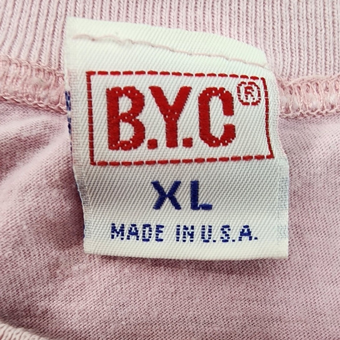 Vintage 80s BYC Top Womens M Pink California 88 Graphic Tee Crew Neck Surf Beach