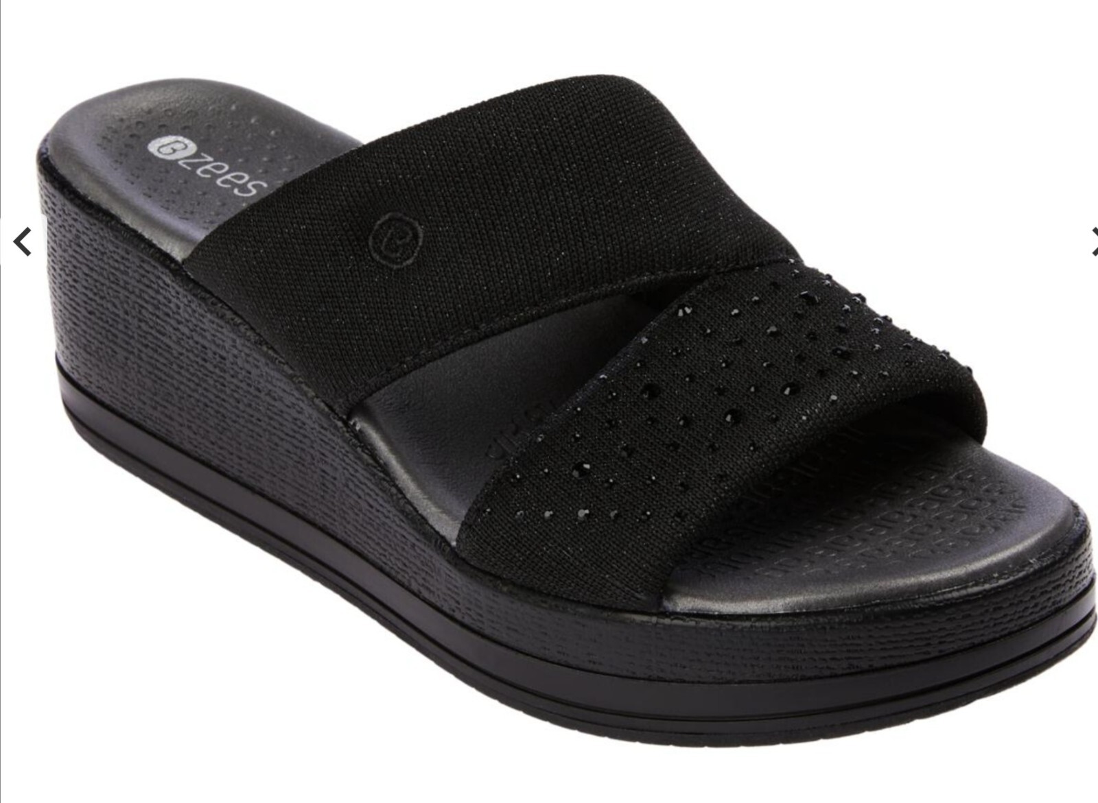 Bzees Riviera Machine Washable Wedge Sparkle Slides Sandal CHOOSE size & color