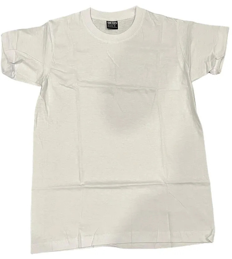 6-Pack SunTees Heavy Cotton White T-Shirts Crew Neck Short Sleeves