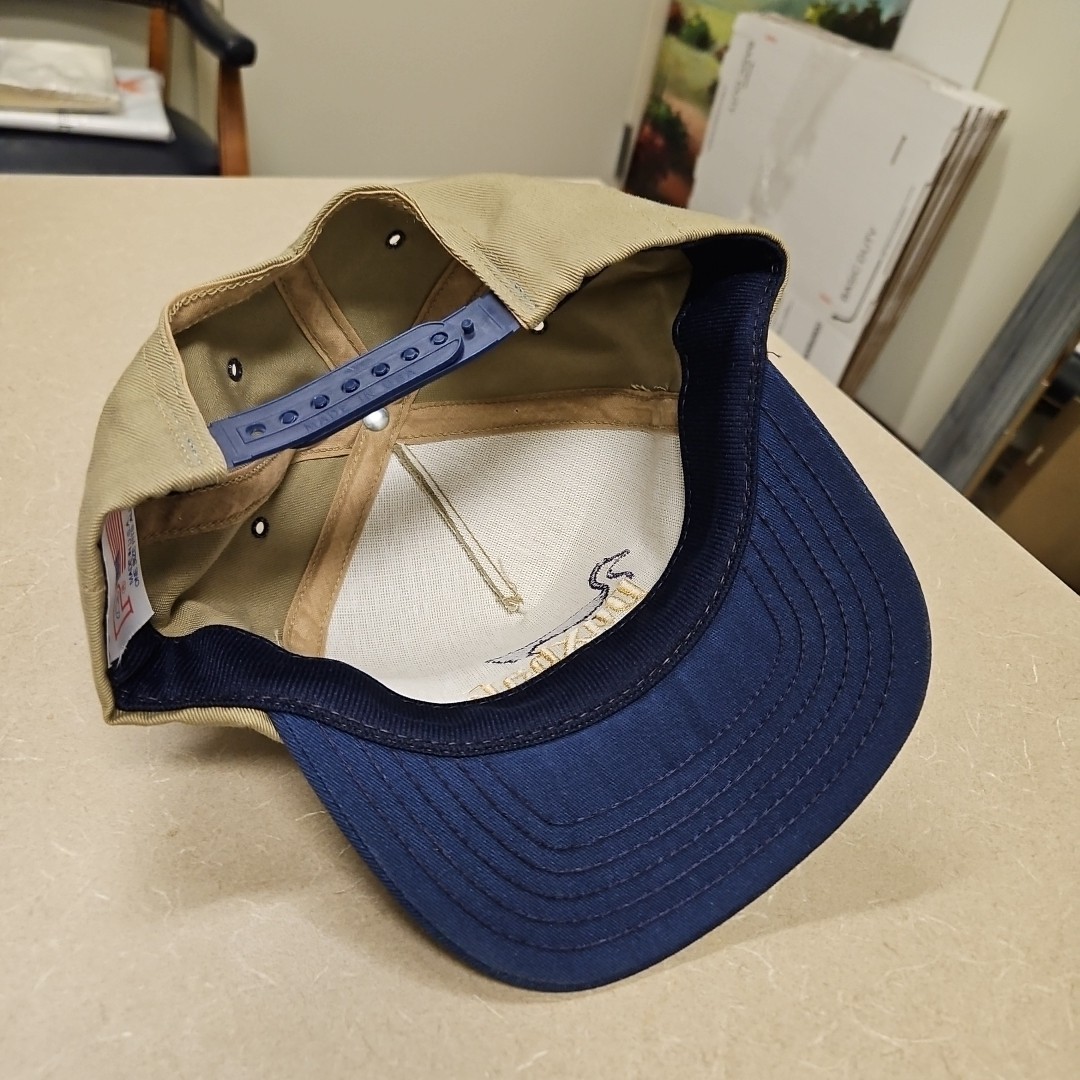 Duxbak Vintage 90’s canvas embroidered logo snapback hat cap 2tone Blue Beige…