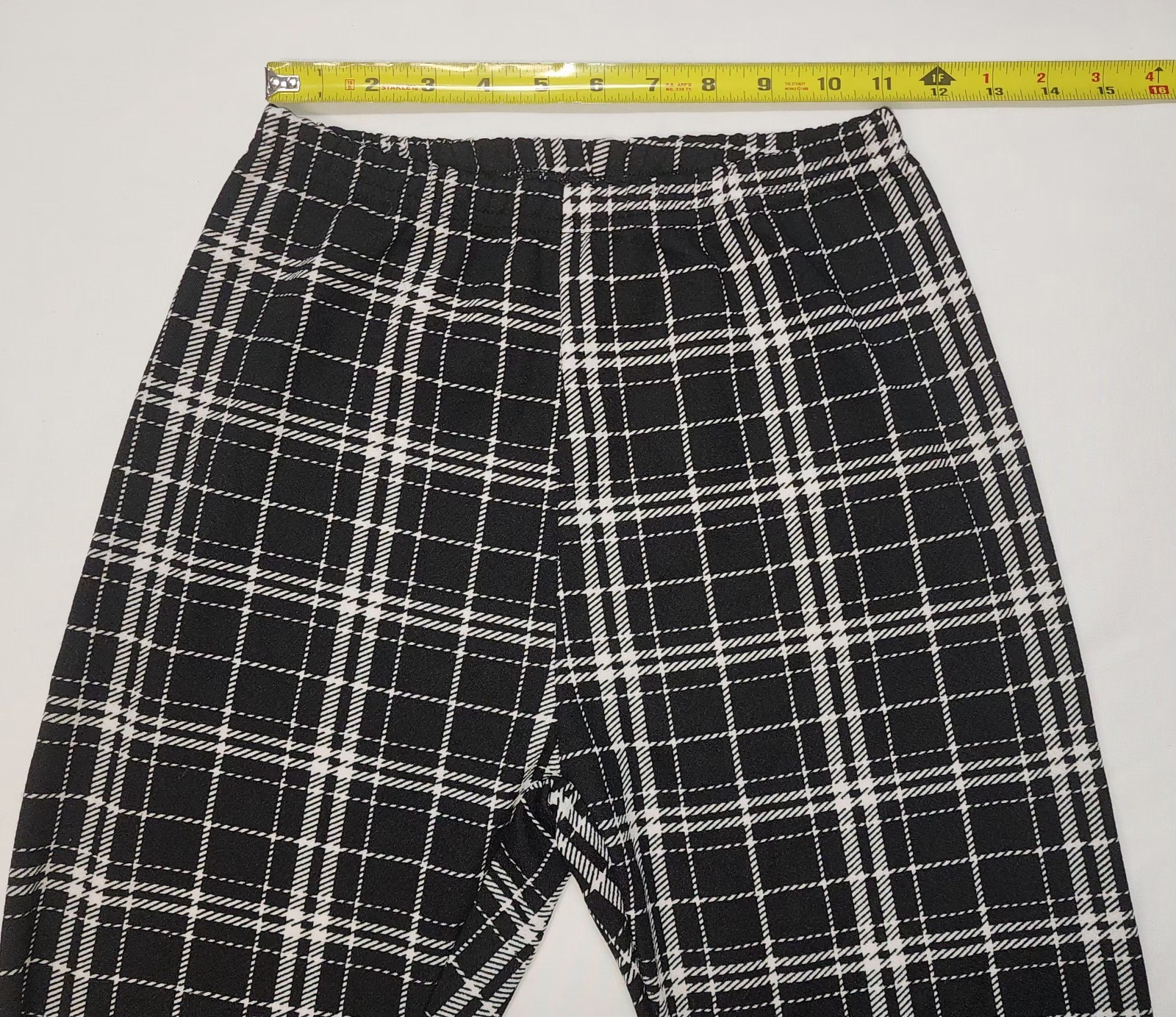 Shein Skinny High Rise Plaid Leggings Pant Black White Size S Checkered