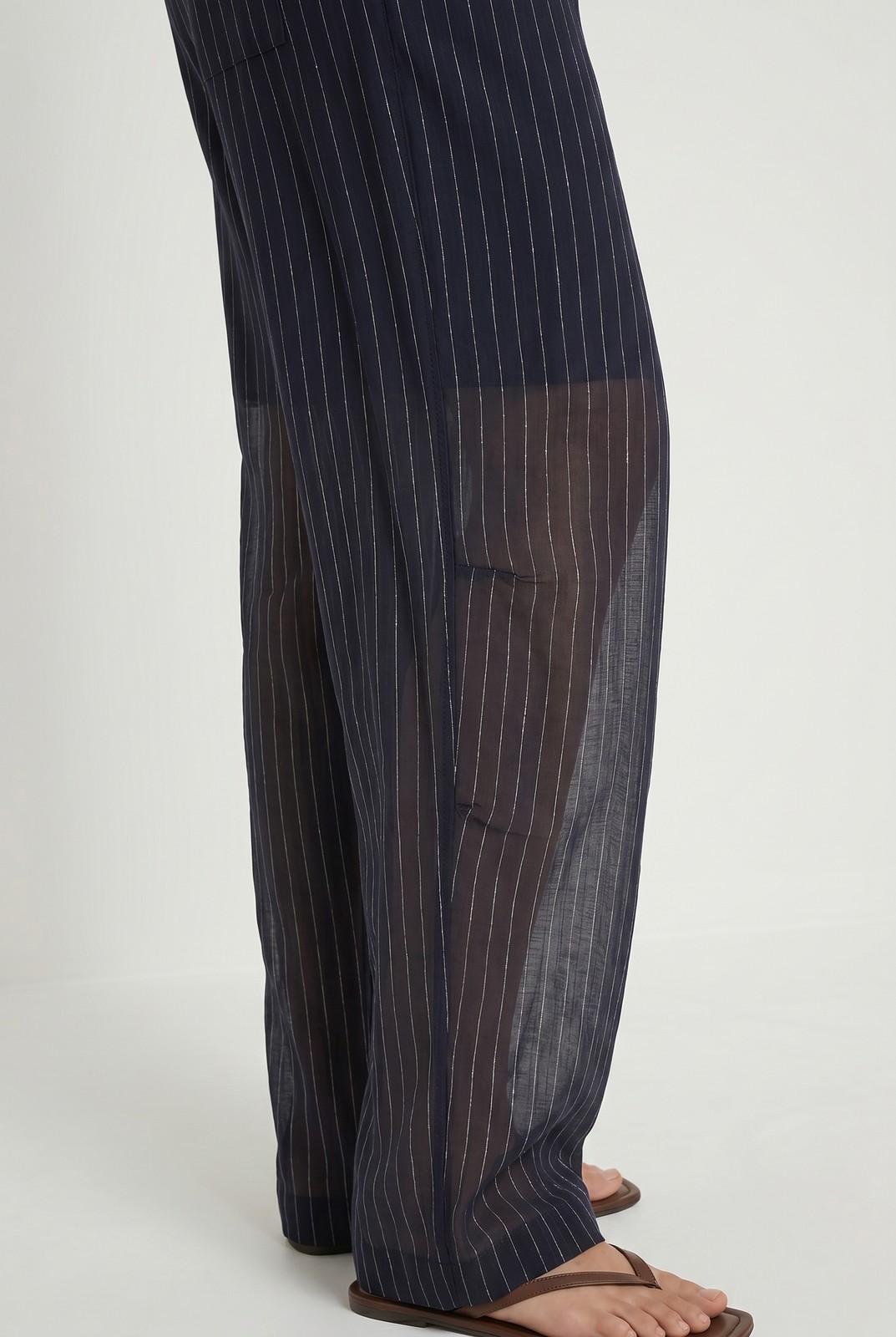 BRUNELLO CUCINELLI WOMEN’S NAVY STRIPED WIDE TROUSERS MSRP $2195