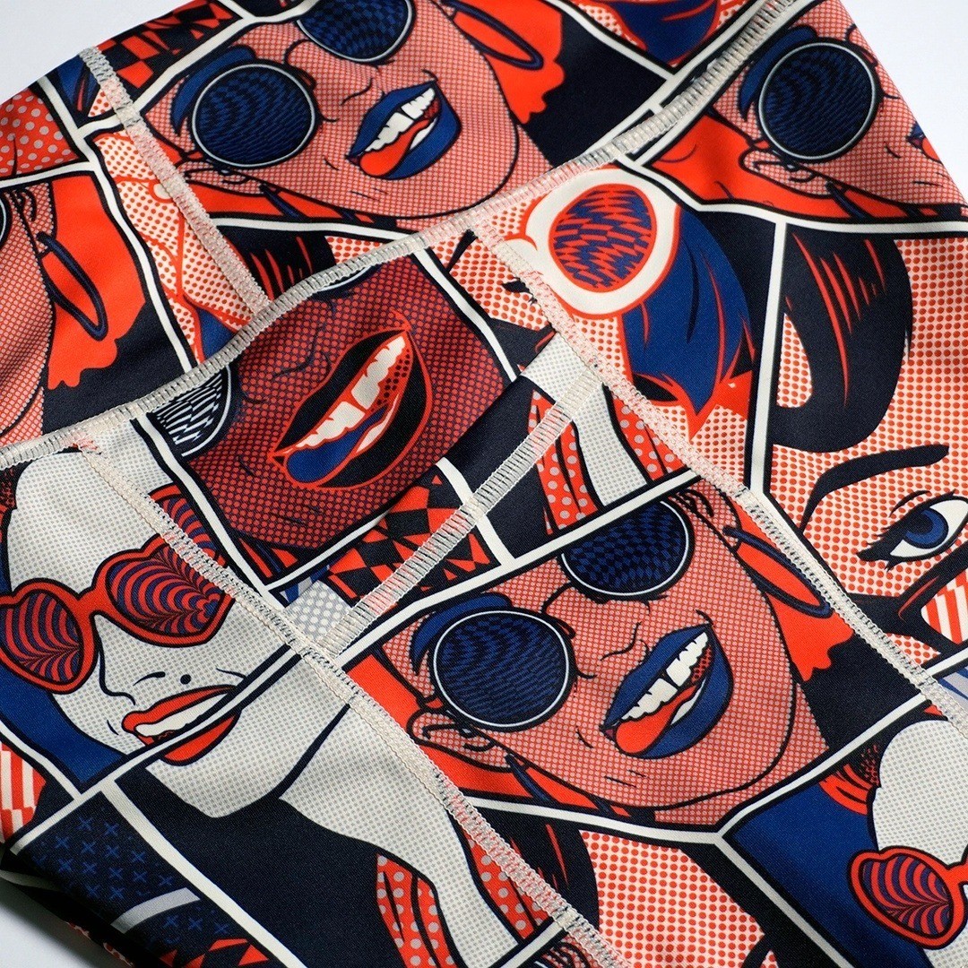 Pop Art Comic Print High Waist Capri Leggings Bold Graphic Retro Streetwear 0X L