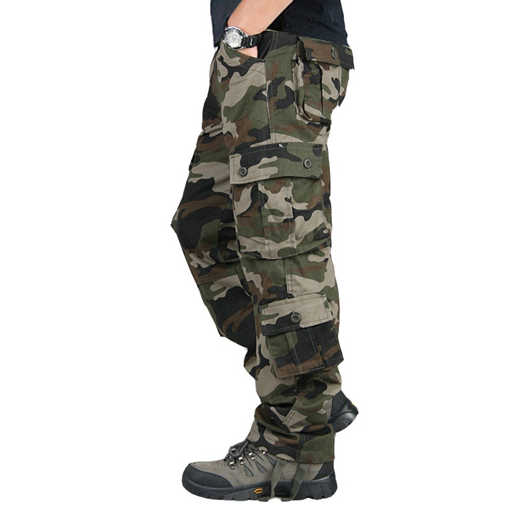 Men’s Army Tactical Combat Cotton Cargo Work Pants Outdoor Hiking Trousers