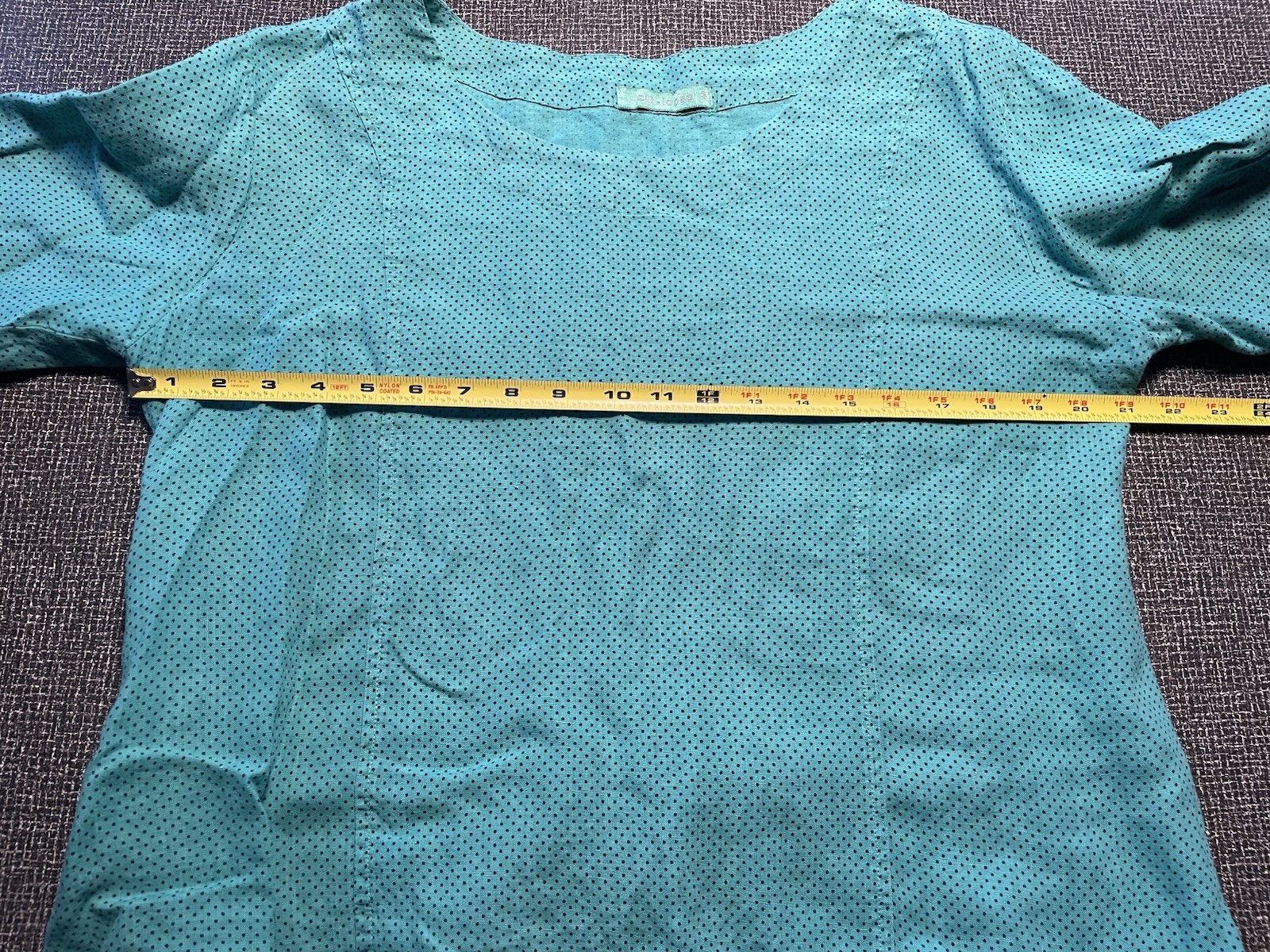 Cut Loose Linen Polkadot Top Sz M Teal Lagenlook High Low Hem Maximalist Summer