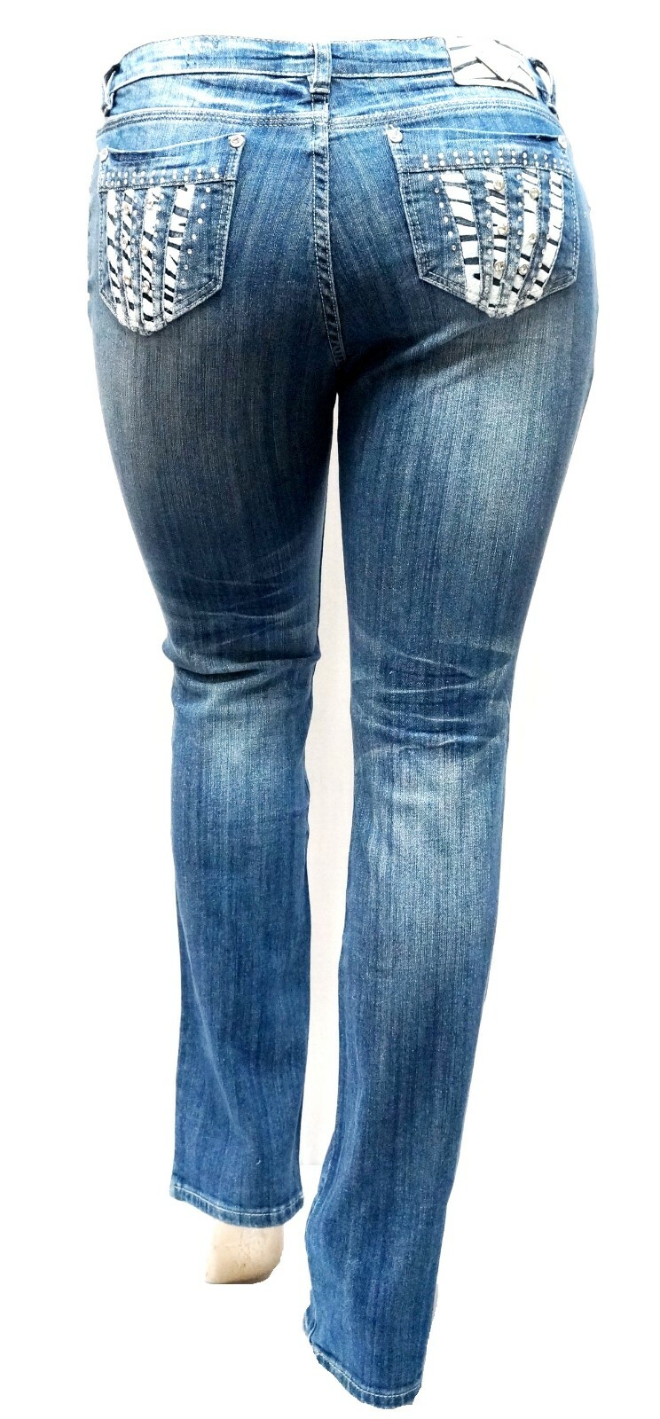 Jack David Womens Plus Size Blue Stretch Denim Jeans Slim bootcut Skinny Jeans