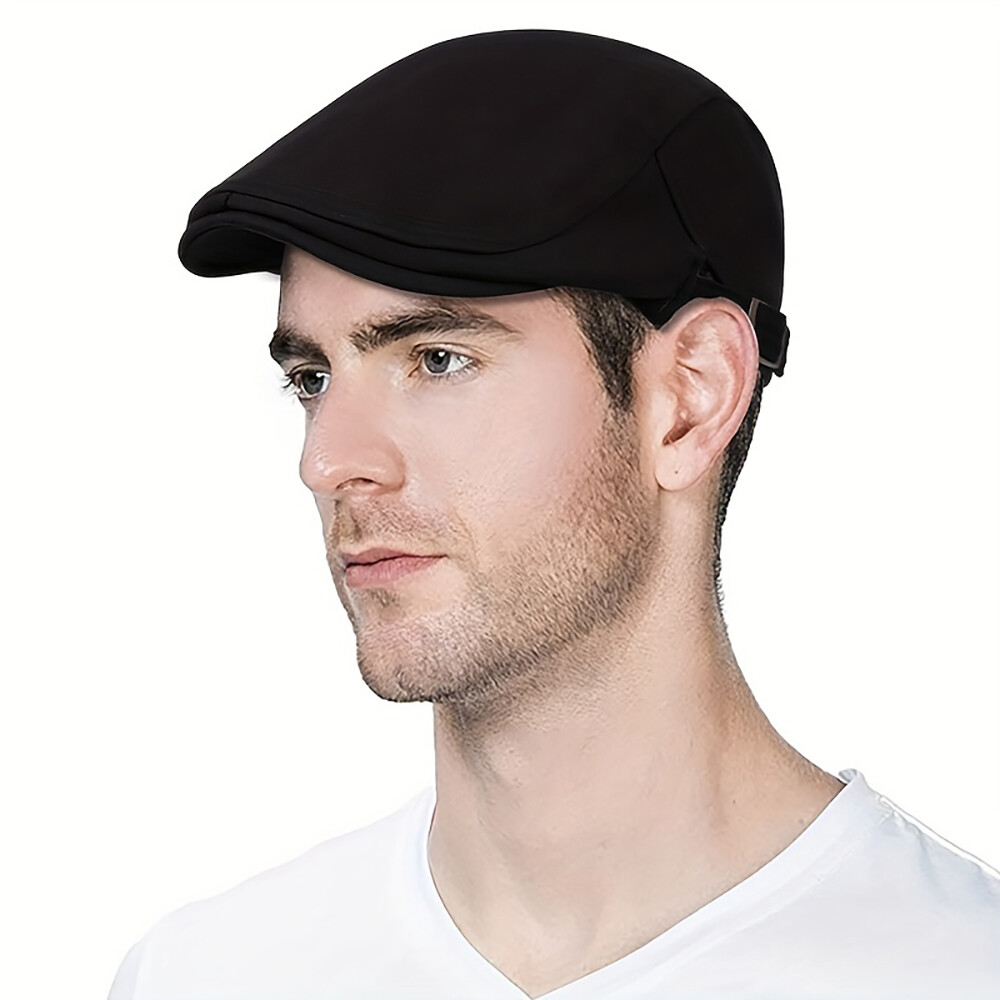 Mens Classic Newsboy Hat Solid Cotton Gatsby Cap Ivy Golf Driving Flat Cabbie US