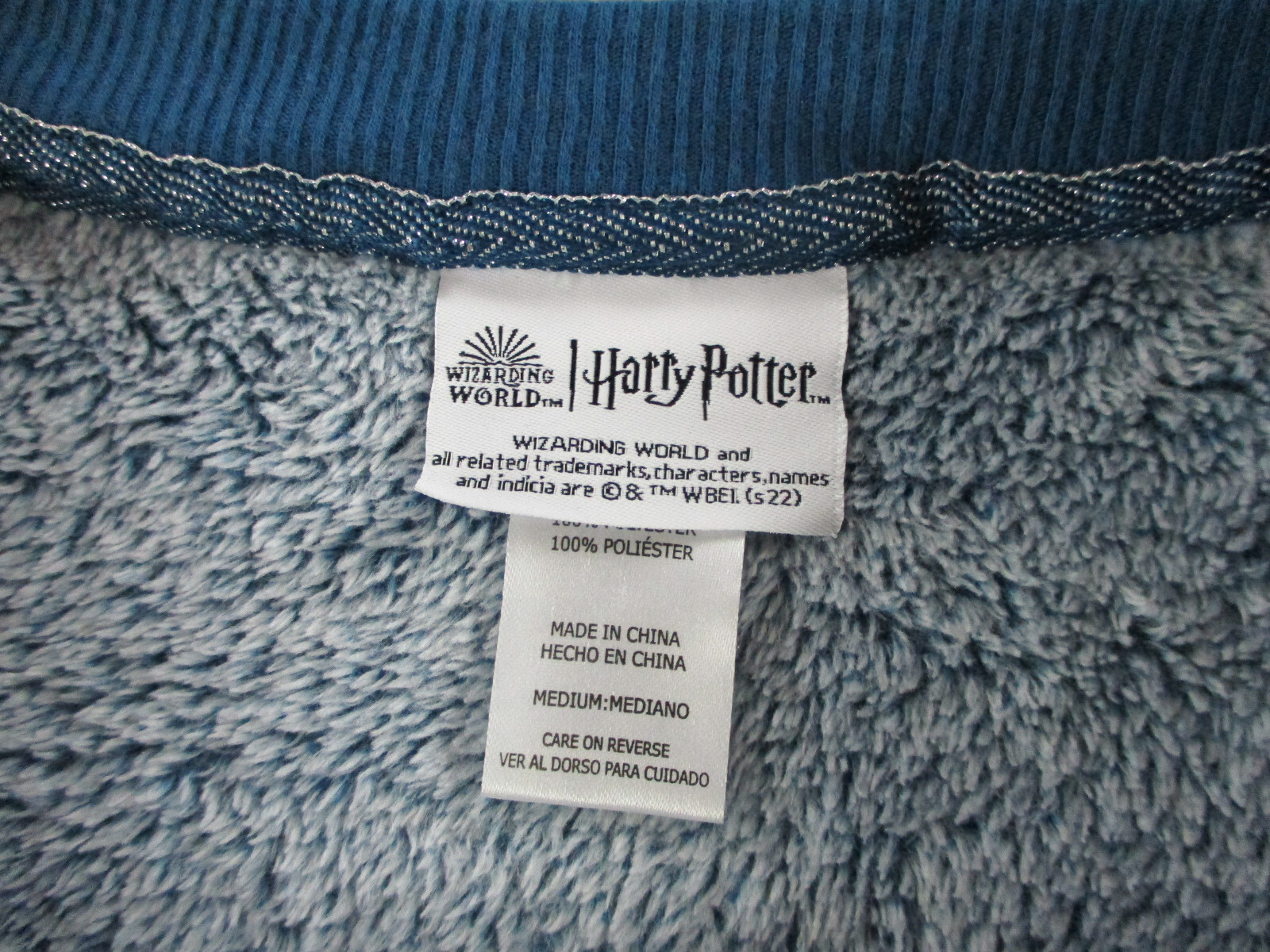 Harry Potter Sweater Womens Medium Blue Fleece Sweatshirt Soft Cozy Lounge Wear