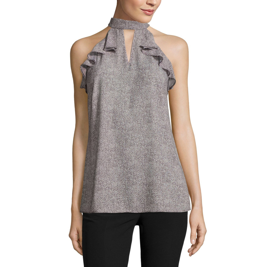 Worthington Sleeveless Keyhole Blouse Size M New Black White Geo Msrp $38.00