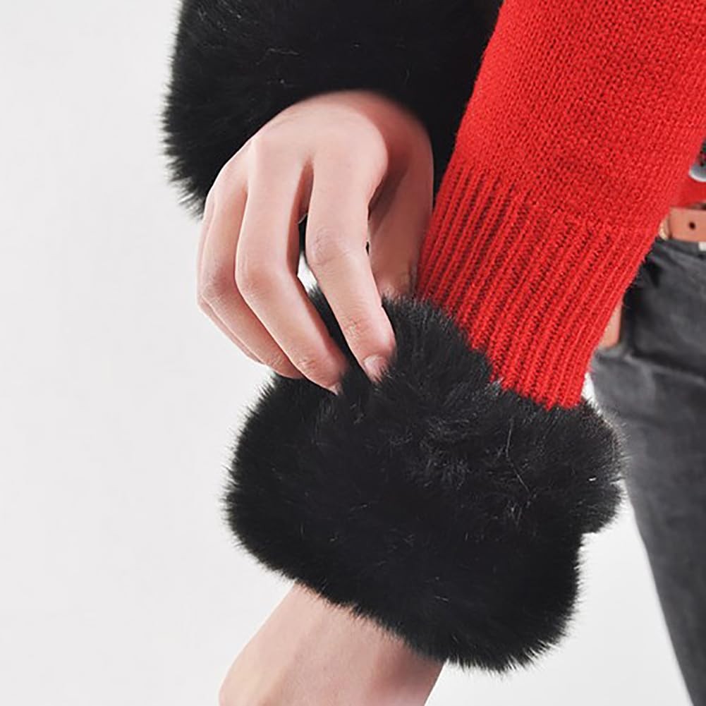 Faux Fur Short Wrist Cuff Soft Fuzzy Arm Band Winter Wrist Warmer Faux Fur Arm