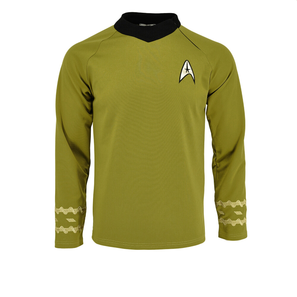 Cosplay TOS Captain Kirk Gold Shirts Spock Blue Uniforms Red Starfleet Tops Mens