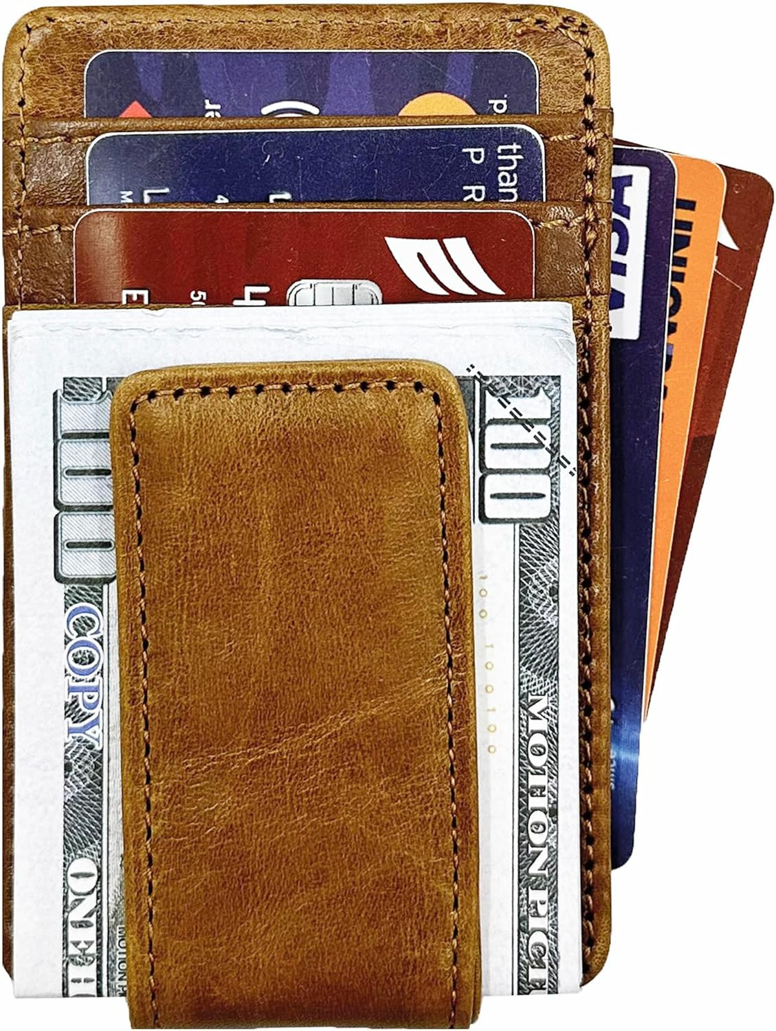 Front Pocket Wallets for Men with Magnet Money Clip RFID Blocking Leather Minima