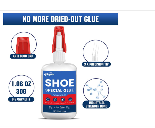 Shoe Glue 30g – Quick Dry Strong Adhesive for Shoe Repair, Boots, Sneakers, Heel