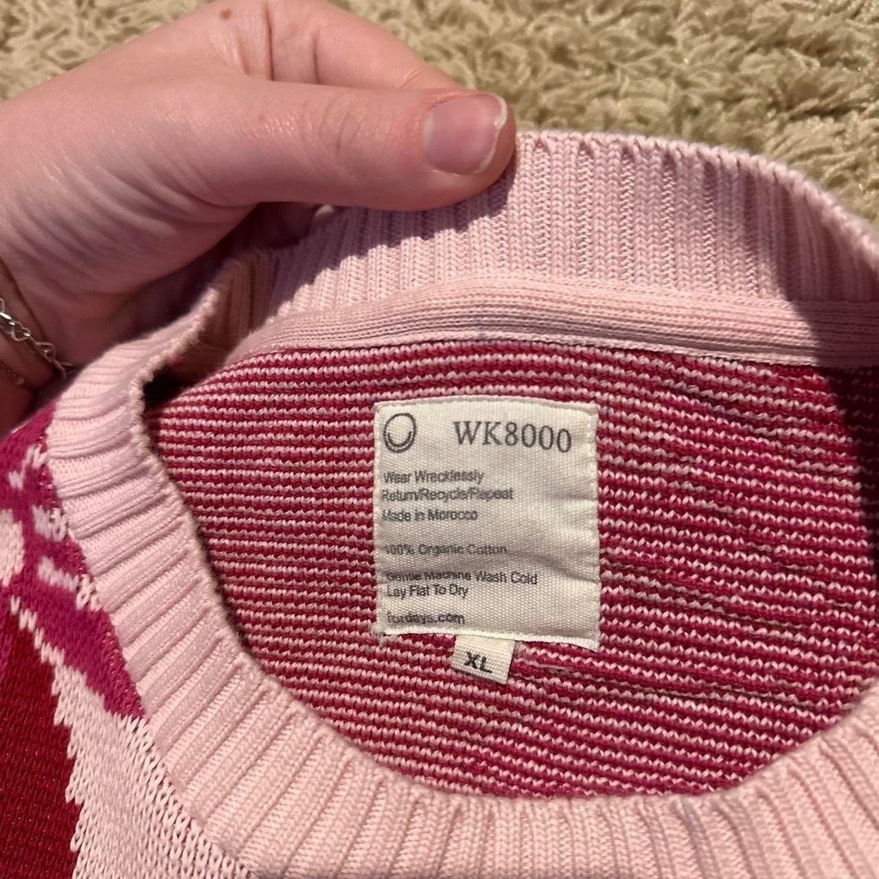 For Days WK8000 Organic Cotton Floral Intarsia Sweater Pink Magenta XL