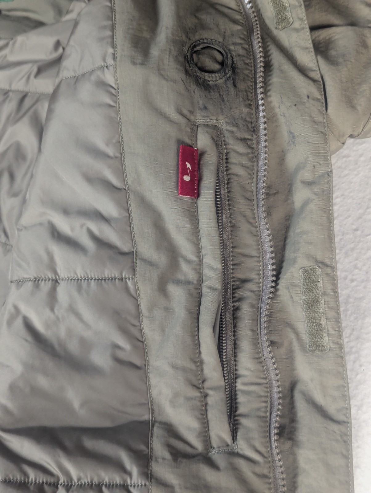 LL Bean Mens XL Primaloft Ski Jacket Hooded Insulated Coat Olive Green Pockets