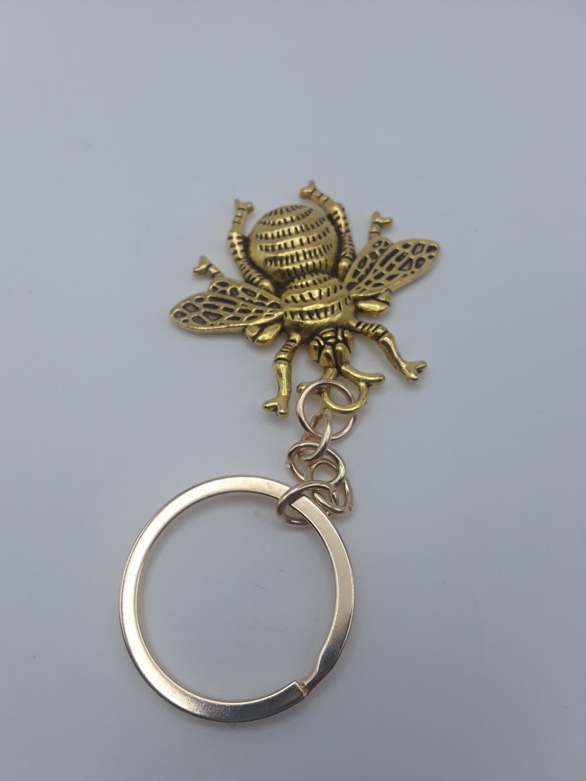 Golden Bee Keychain Durable Zinc Alloy Key Ring Purse Backpack Bag Car Charm