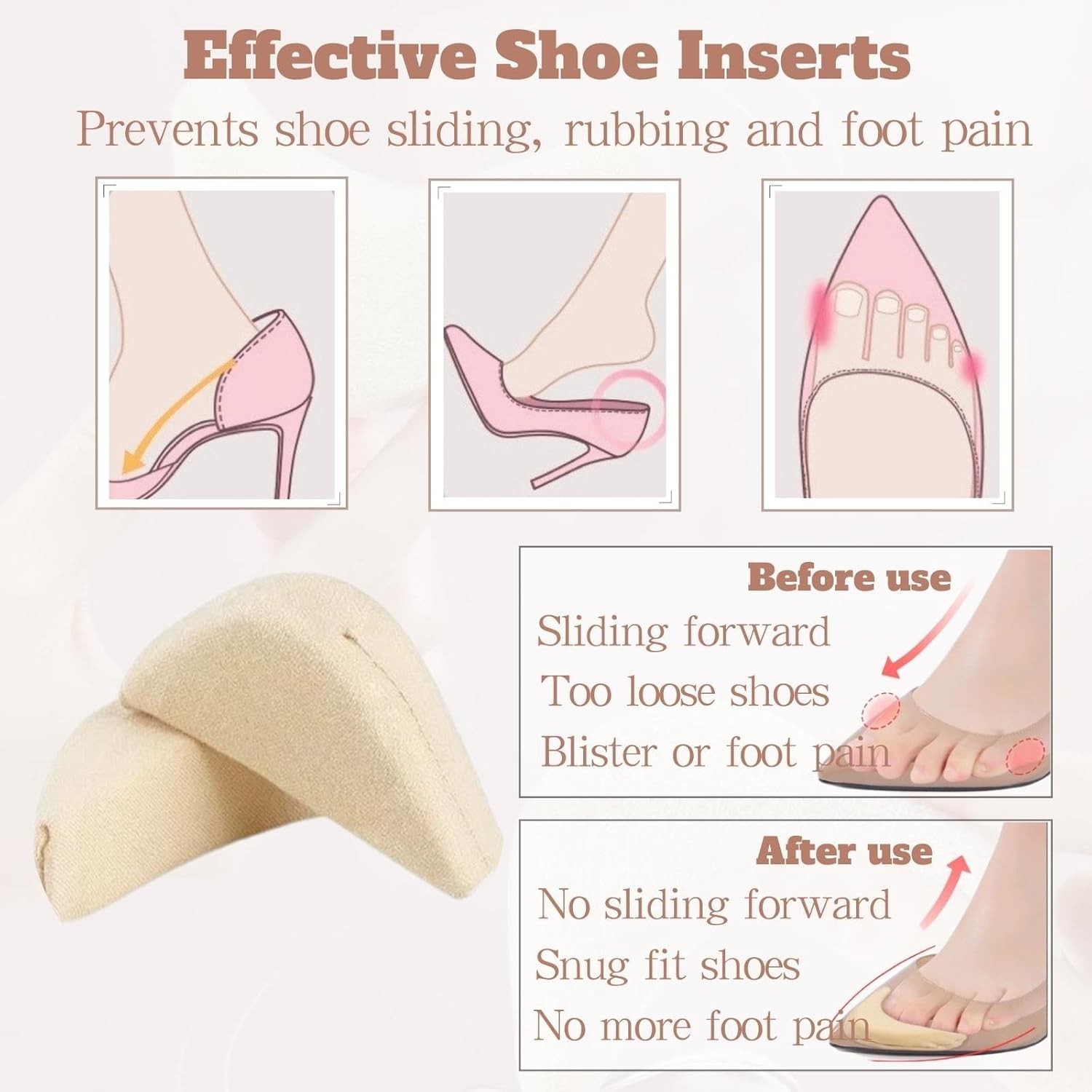 Shoe Filler Inserts Adjustable Shoe Fillers Foot Brace Shoe Pads Toe Cushions