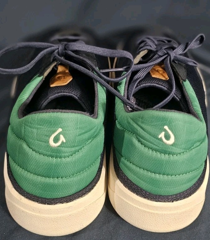 Olukai Punini Sneakers Navy Blue Green Bamboo Men’s Size 12 New No Box Defects