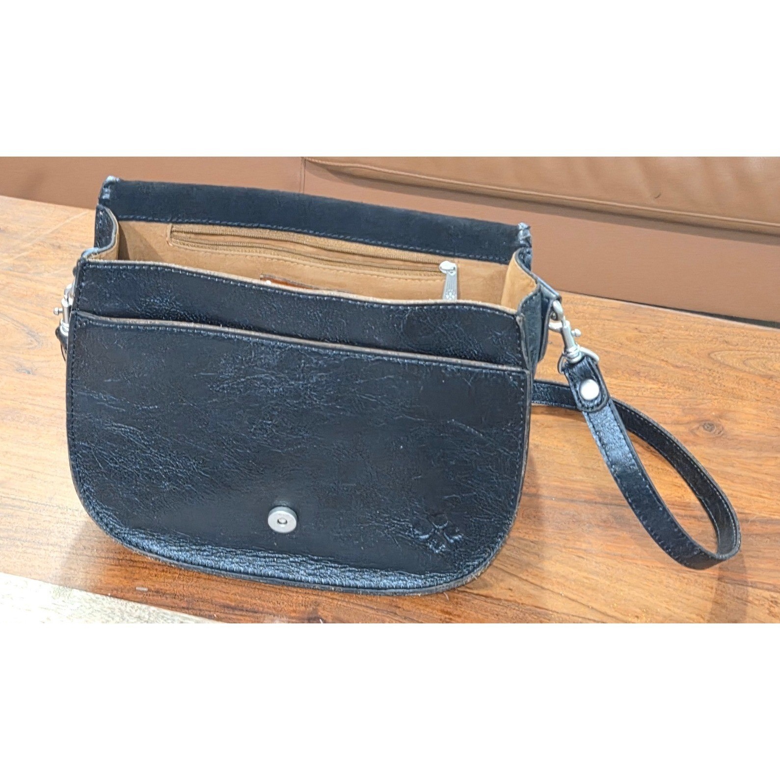 Patricia Nash Leather Crossbody Saddle Bag Embossed Silver Floral Boho Western