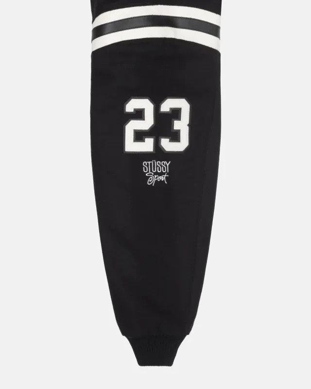Stussy 80 Wool Varsity Jacket Black White Football Letterman Retro Rare Size