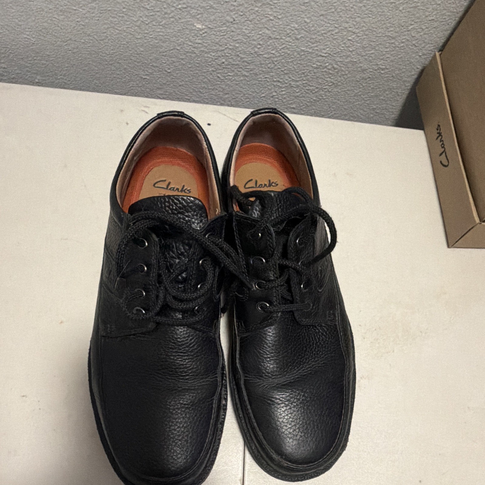 Clarks Men’s Black Leather Lace-Up Oxford Shoes Round Toe US 11 M