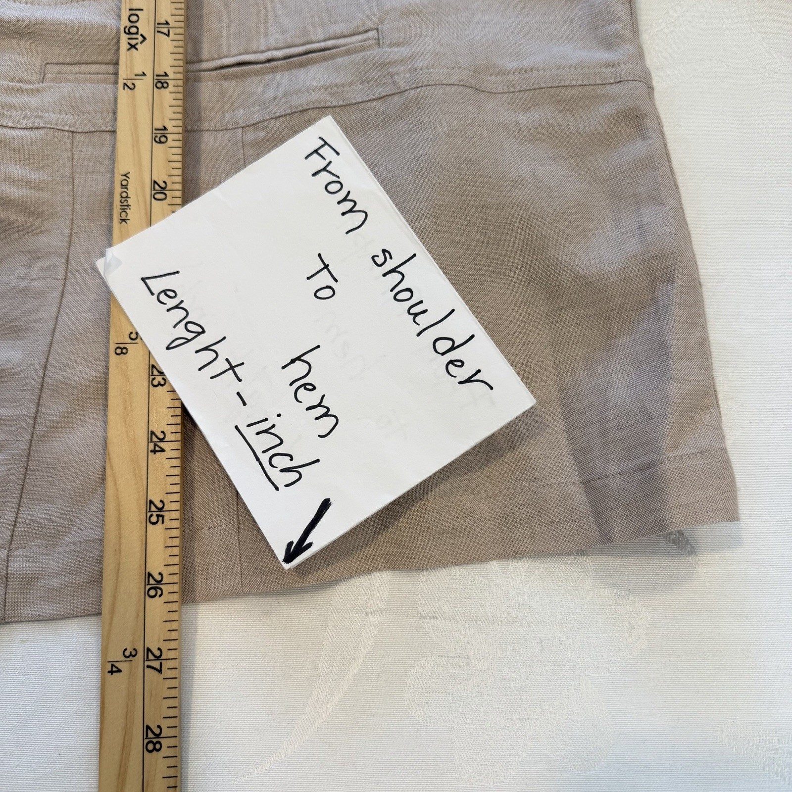 LANE BRYANT Size-28 Womens Linen Blend Blazer Lightweight Natural Beige