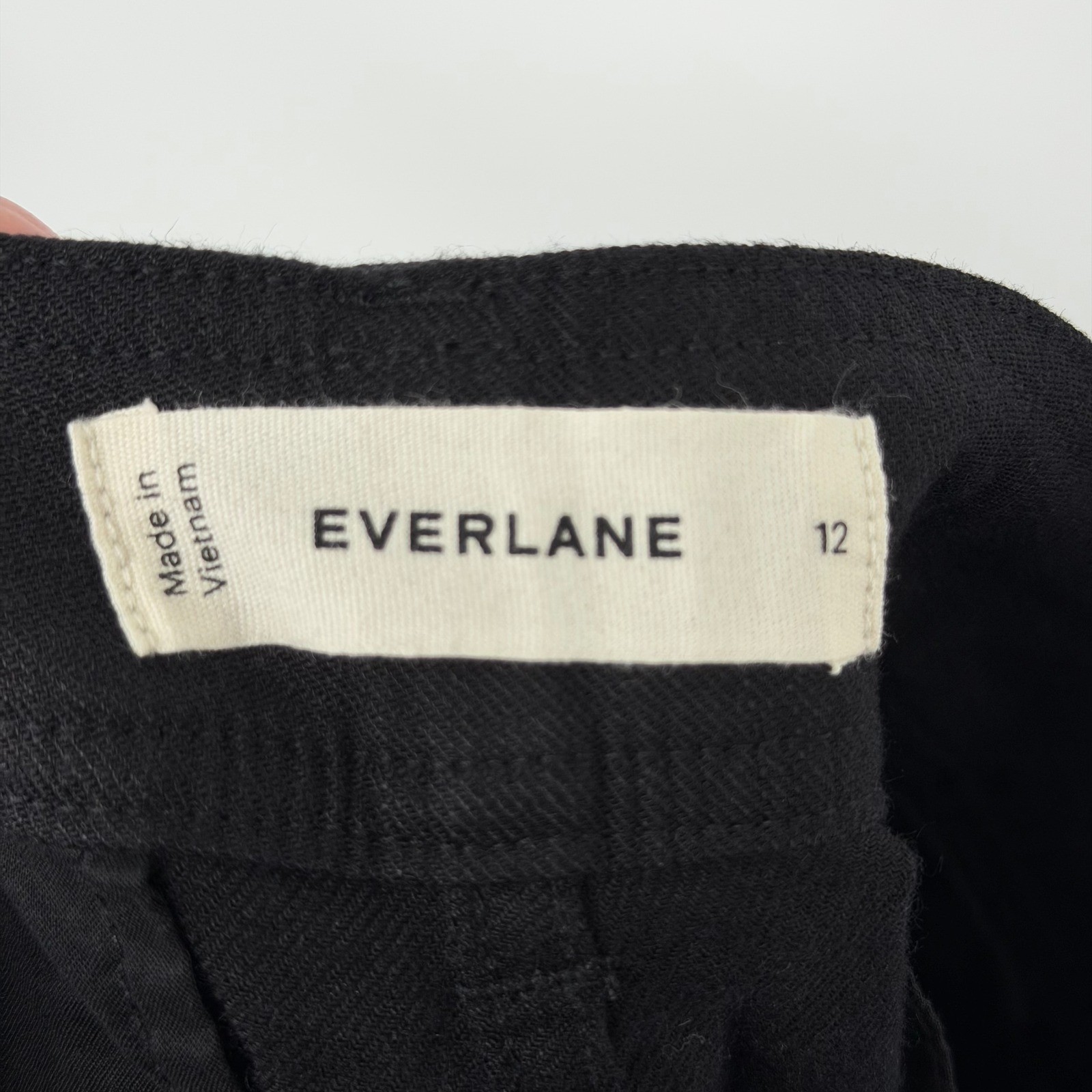 Everlane The Everywhere Pant Women’s 12 Black Stretch Linen HR Cropped Barrel