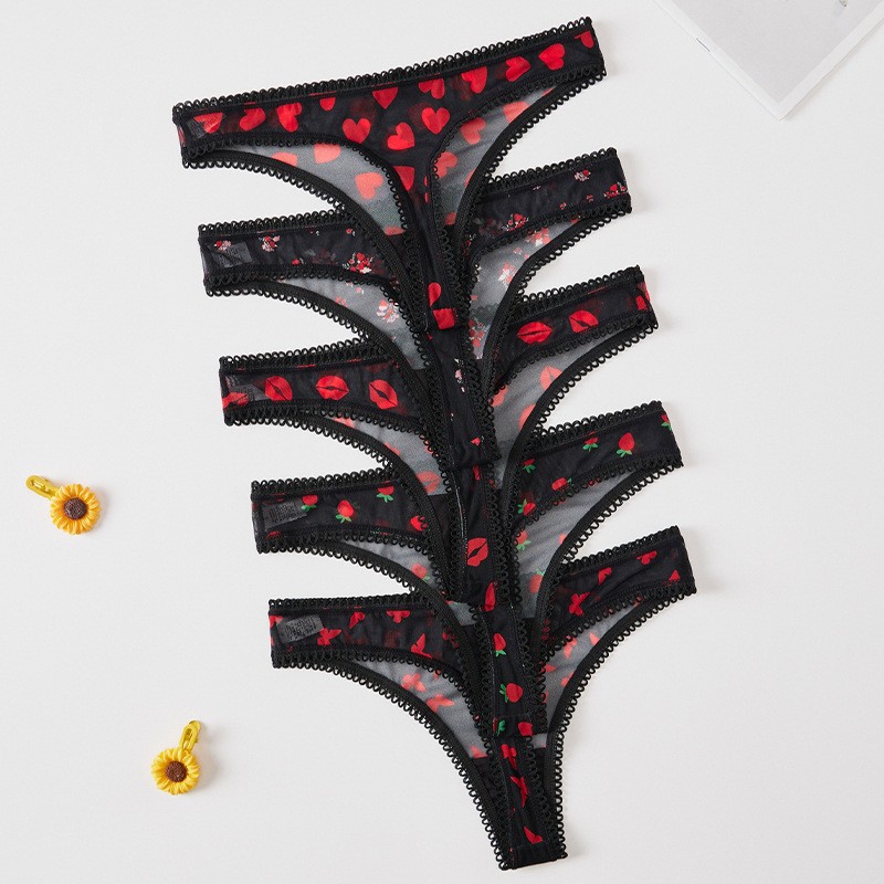 5 Pack Lot Sexy Womens Sheer Panties Thongs See Through Underwear Lingerie Brief