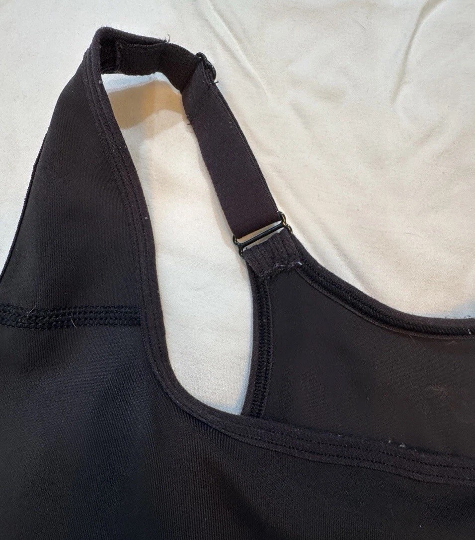 Ruby Ribbon Black Demiette Racerback Sports Bra W/Adjustable Straps Size 44