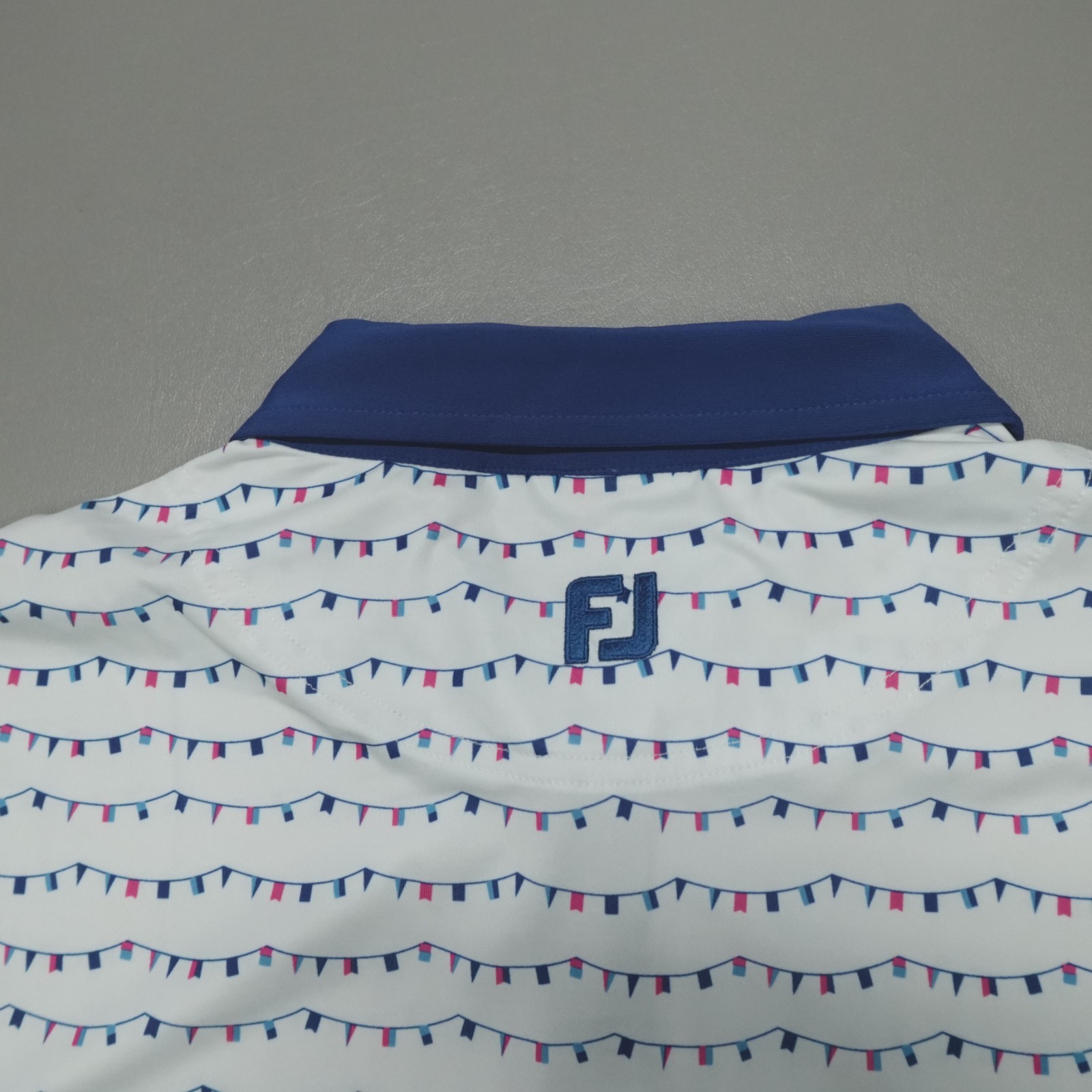 FootJoy Flag Banner Print Lisle Polo Shirt SS Men’s Size XL Relaxed Fit White