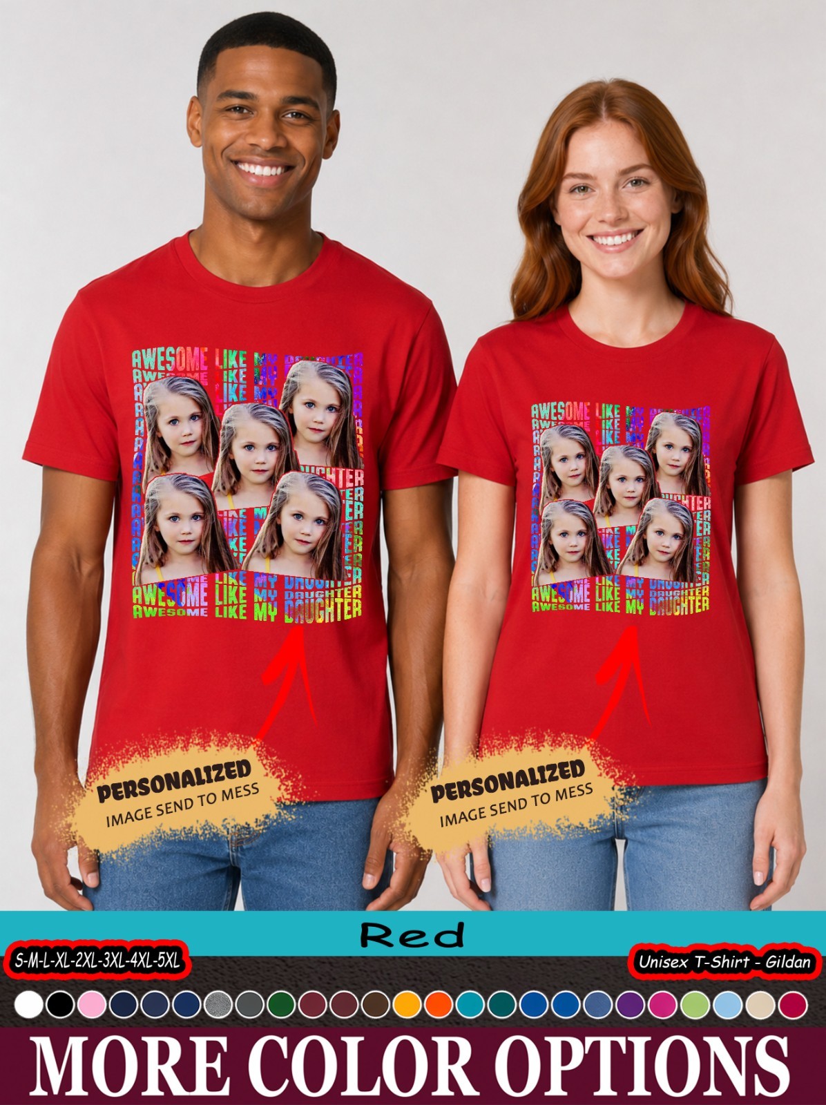 Custom Photo Funny Dad Daughter Shirt, Awesome Like My Daughter Graphic Tee
