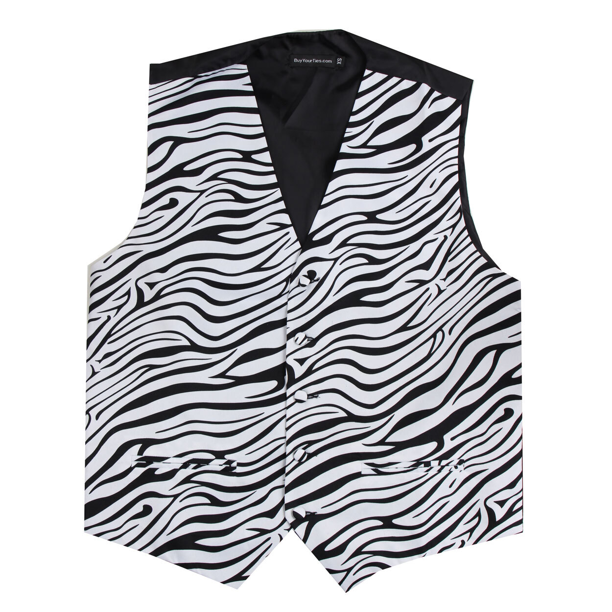 Men’s Zebra Animal Print Tuxedo VEST ONLY Proms Fashion Waistcoat