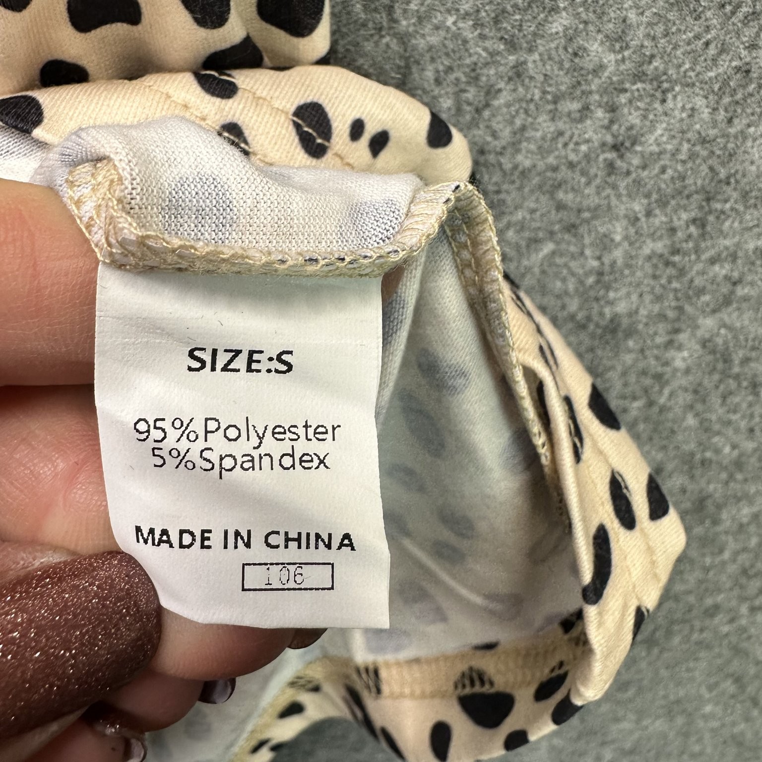 Women’s Beige Black Dalmatian Print Tank Top Small Polyester Spandex